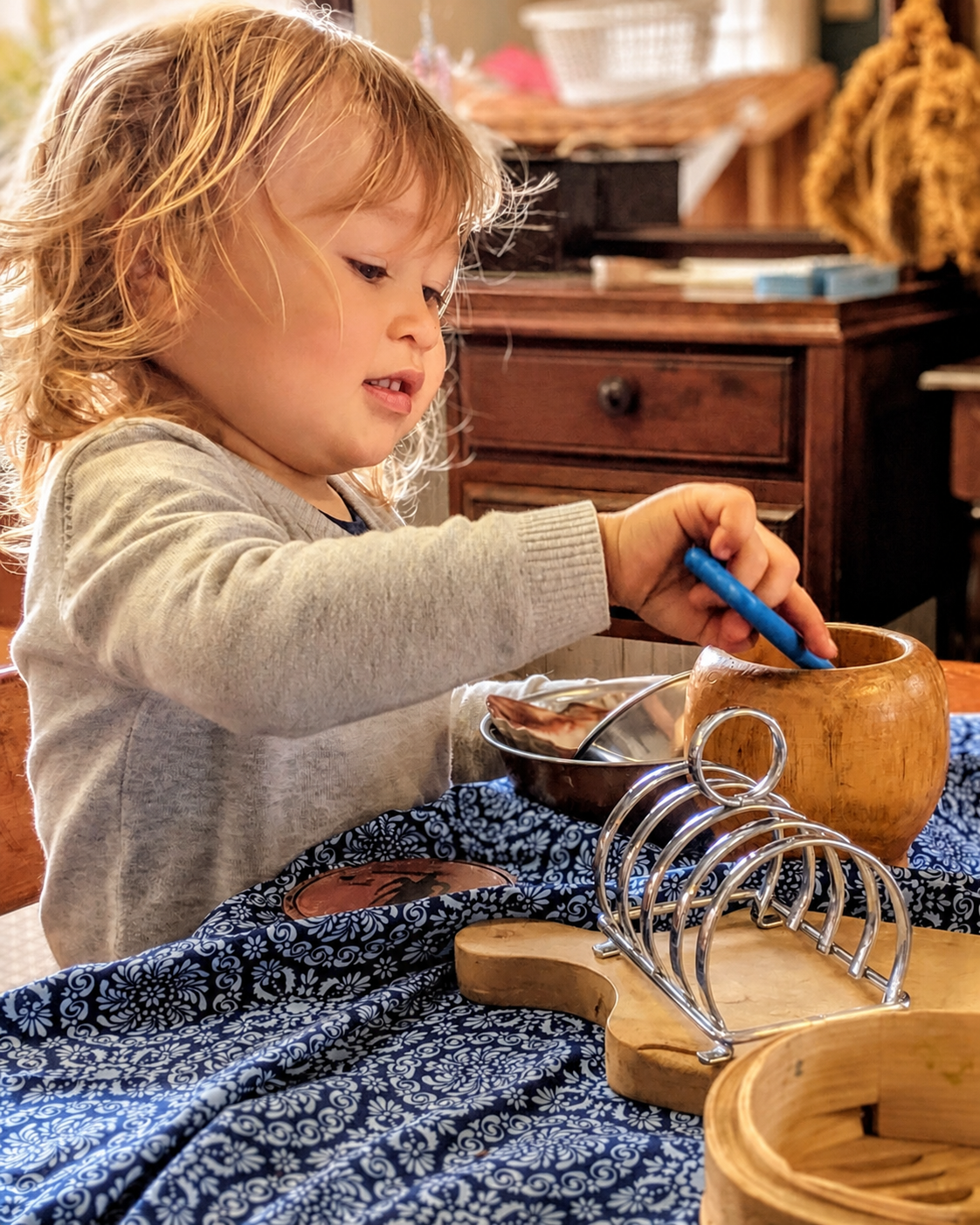 Toddler exploring outdoors at the centre